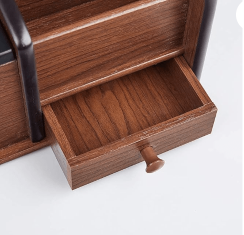 Paper Box Napkin Holder Tissue Box Holder with Storage Box Holder with Small Drawer Tissue Box Cover Desktop Organizer - Image 2